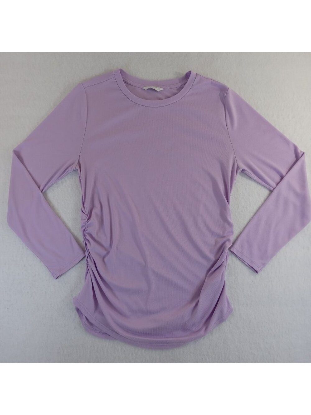 Lucky Brand Women's Size L Lavender Purple Long Sleeve Ruched Sides Top Shirt